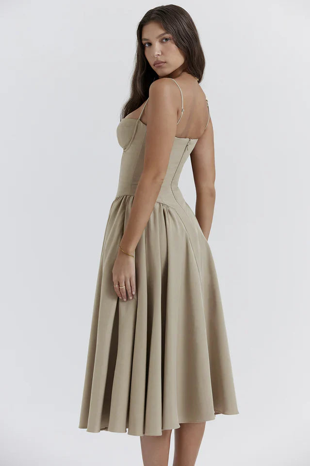 Cherie | Midi Sundress with Corset Bodice