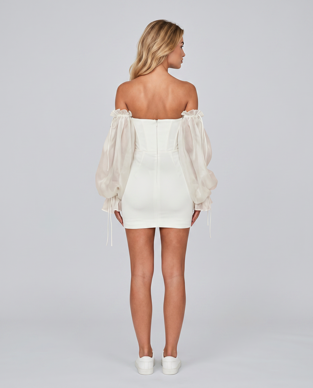 Joni | Mini Dress with Corset Bodice and Sheer Sleeves