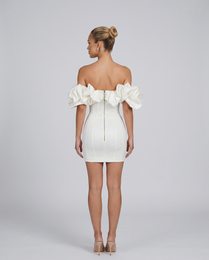 Hazel | Mini Dress with Off-Shoulder Ruffle Bodice