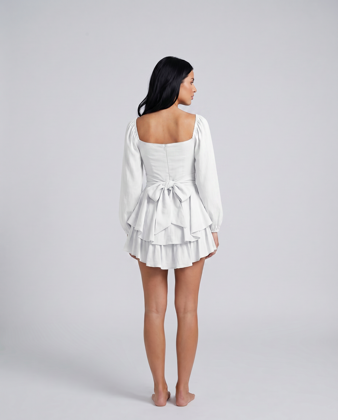 Kendra | Mini Dress with Square Neck and Tiered Ruffle Skirt