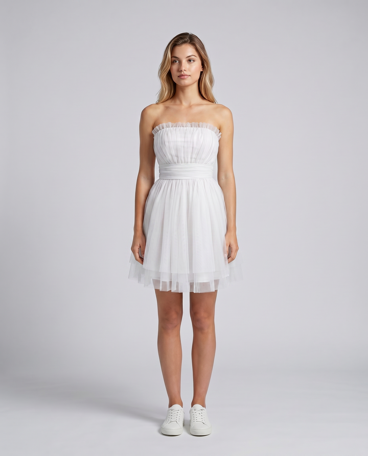 Nichole | Mini Dress with Strapless Tulle Skirt