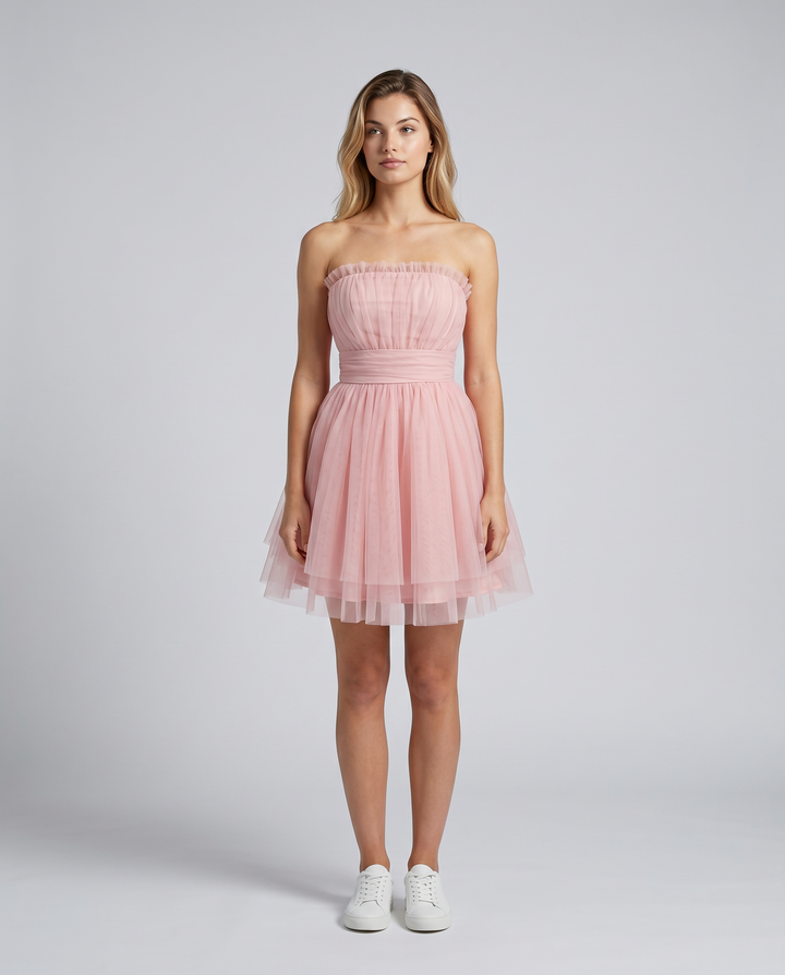 Nichole | Mini Dress with Strapless Tulle Skirt