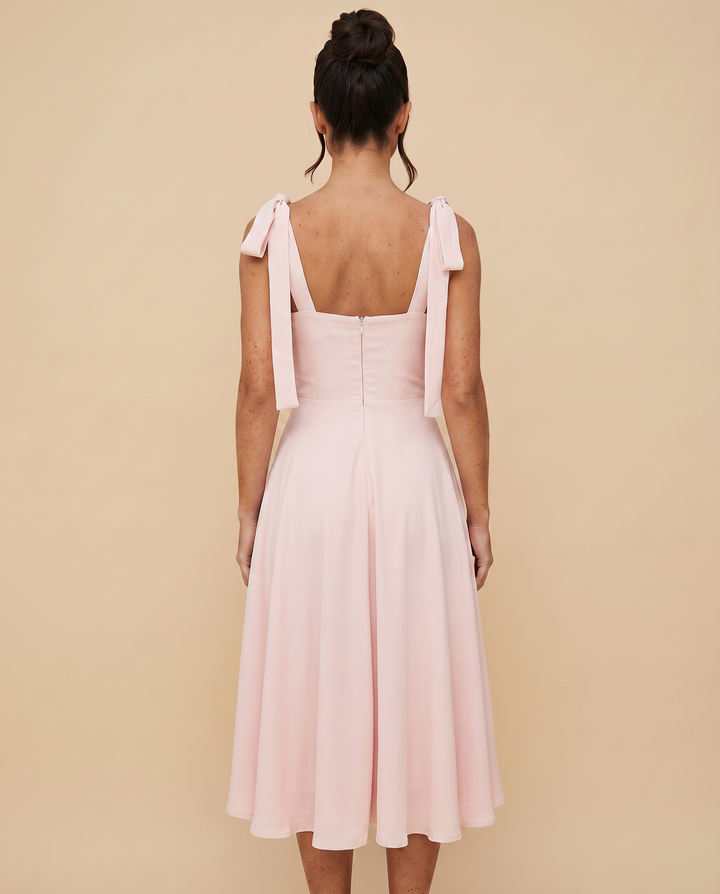 Leigh | Midi Dress with Tie Shoulder Straps
