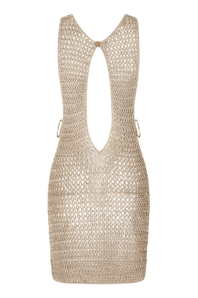 Tasha | Mini Dress with Crochet Texture and Cut-Out Back