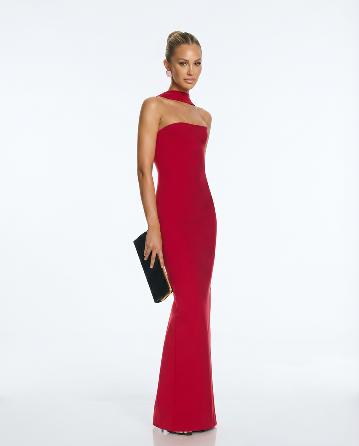 Aimee | Maxi Dress with Strapless Neckline and Back Slit