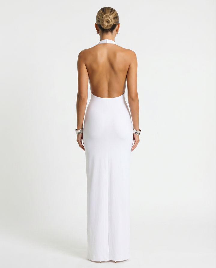 Aimee | Maxi Dress with Strapless Neckline and Back Slit