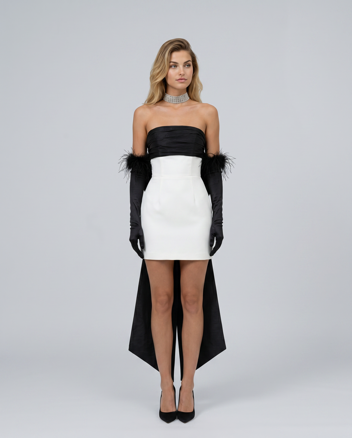 Lea | Strapless Mini Dress with High-Low Back Detail