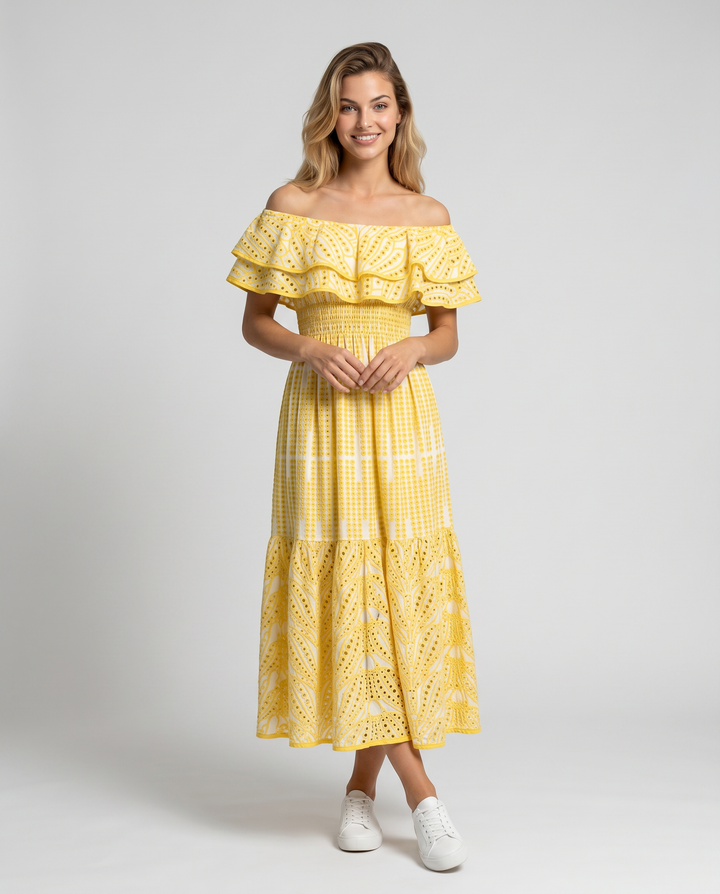 Azariah | Maxi Dress with Off-Shoulder Ruffle Bodice