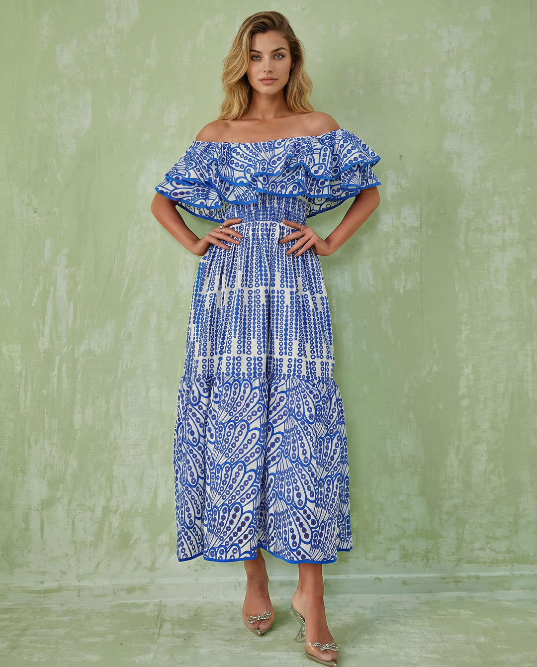 Azariah | Maxi Dress with Off-Shoulder Ruffle Bodice