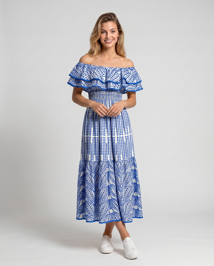 Azariah | Maxi Dress with Off-Shoulder Ruffle Bodice