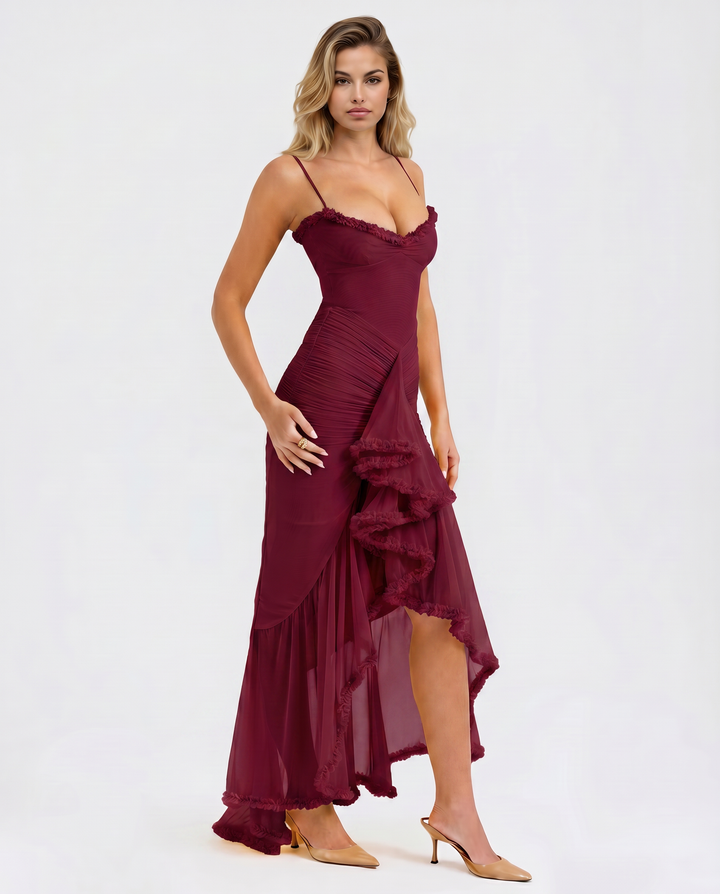 Leah | High-Low Dress with Ruffled Front