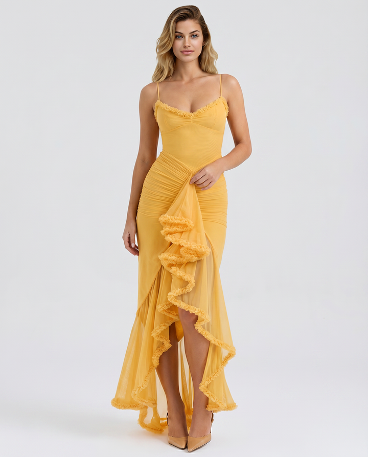 Leah | High-Low Dress with Ruffled Front