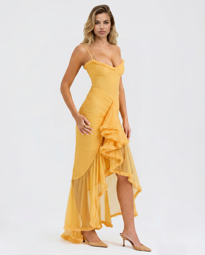 Leah | High-Low Dress with Ruffled Front