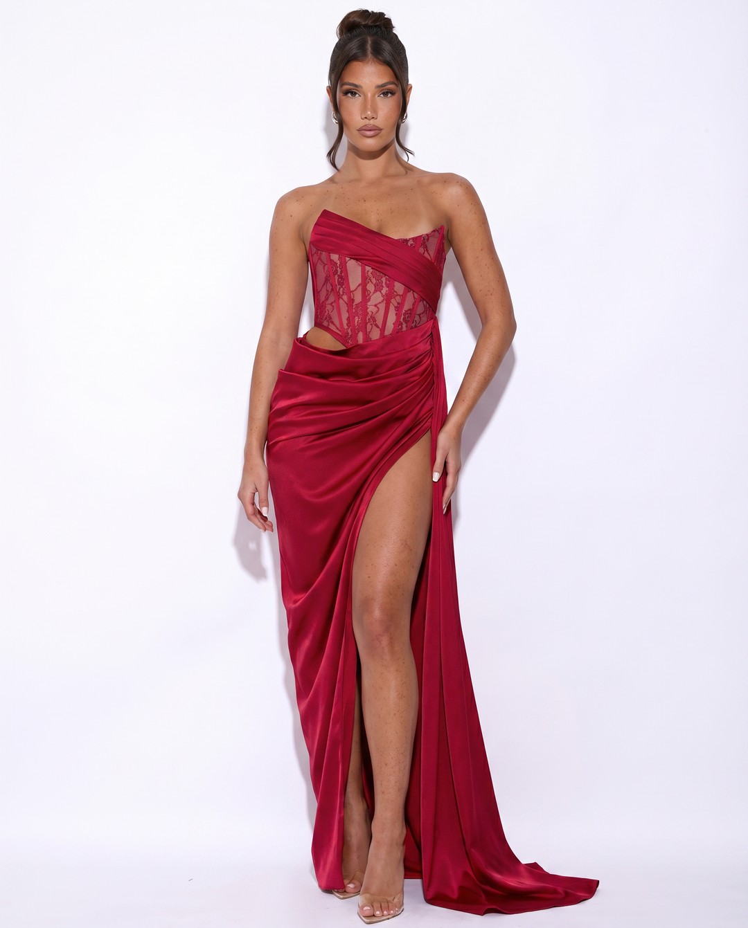 Gloria | Maxi Dress with Lace Corset and High Slit