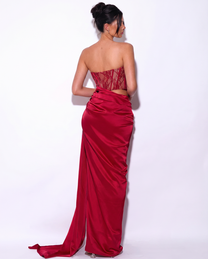 Gloria | Maxi Dress with Lace Corset and High Slit