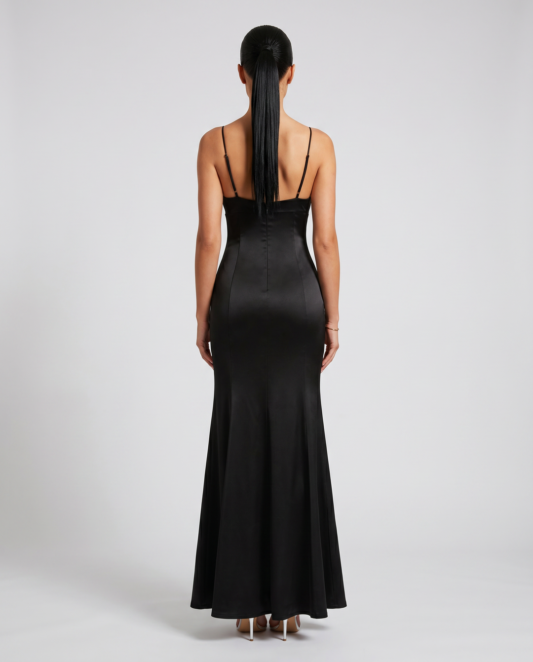 Eleanor | Satin Gown with Bow Detail and High Split