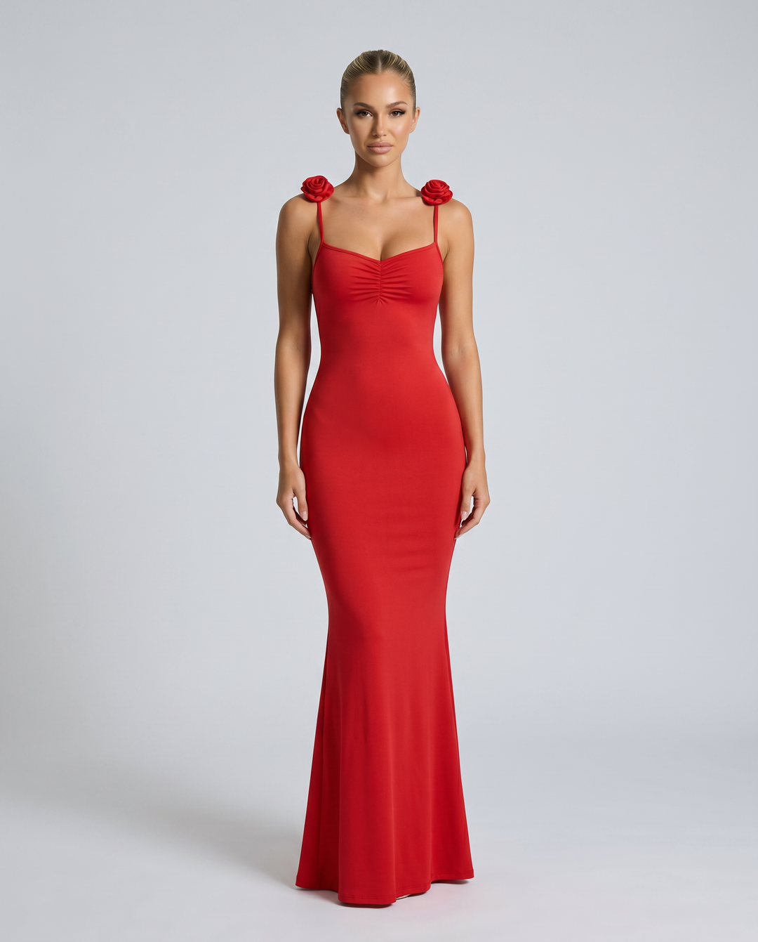 Elenora | Maxi Dress with Low Back and Floral Strap Detail