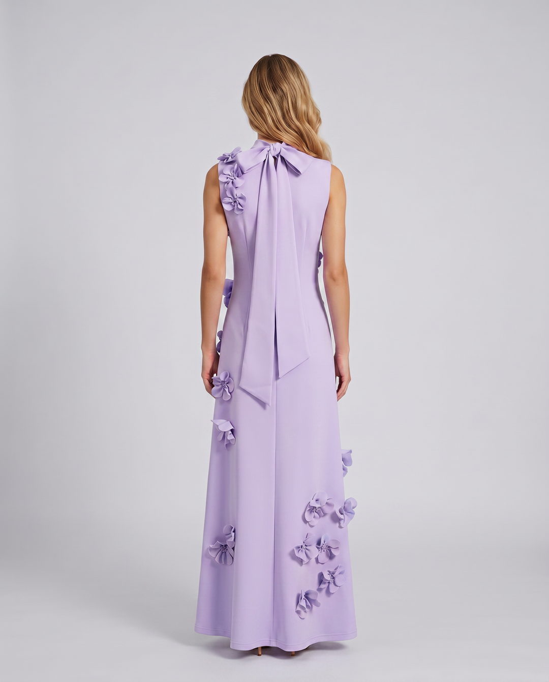 Shelia | Maxi Dress with Floral Appliqué and High Neck