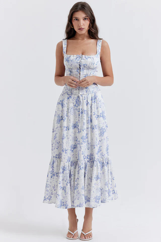 Jessie | Two-Piece Set with Corset Top and Midi Skirt