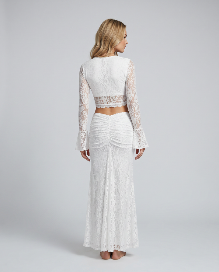 Beverly | Sheer Lace Top and Maxi Skirt Set