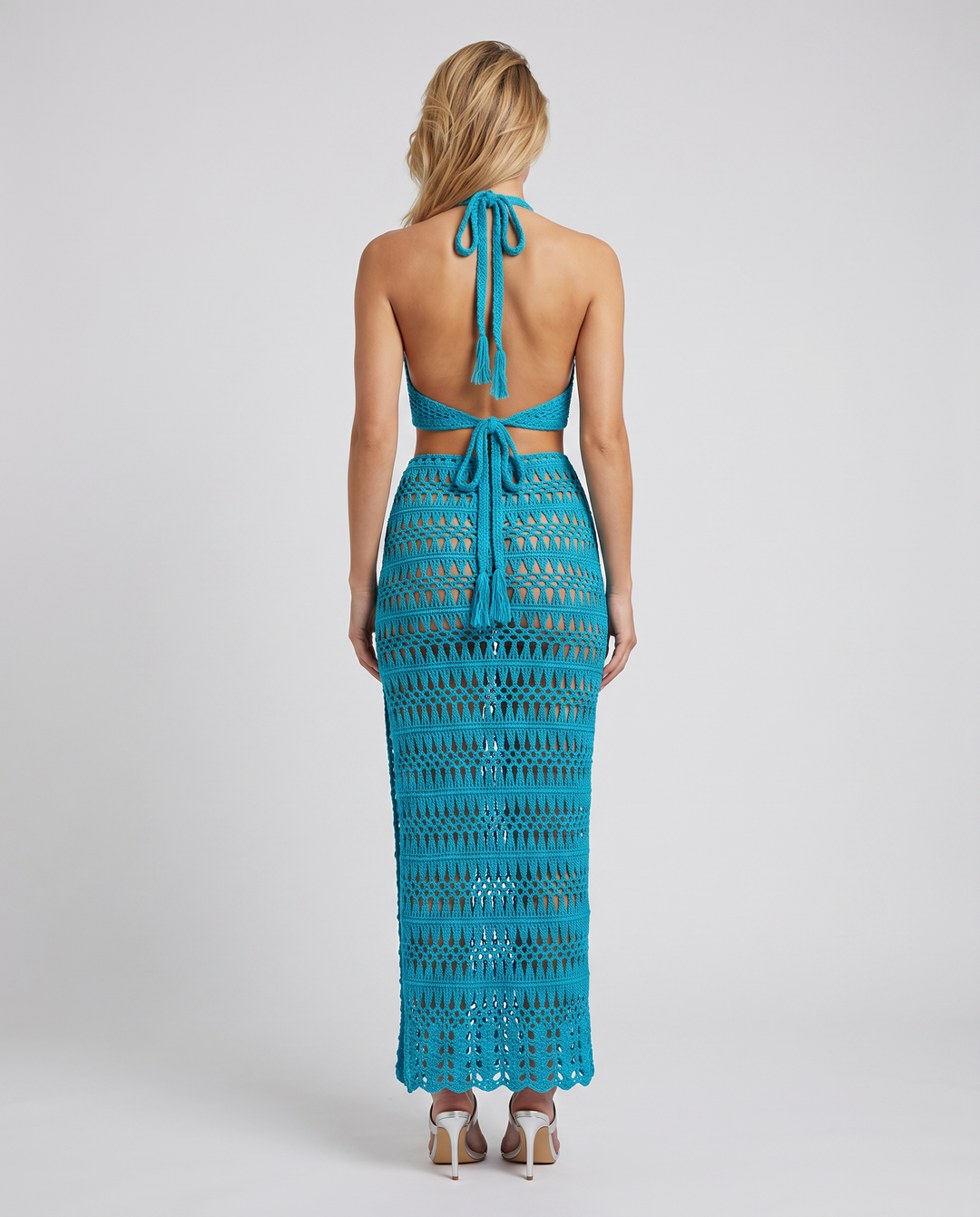 Anne | Crochet Knit Two-Piece Set with Halter Top