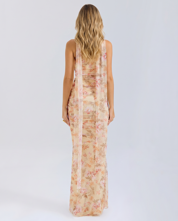 Velma | Maxi Dress with Neck Scarf Detail