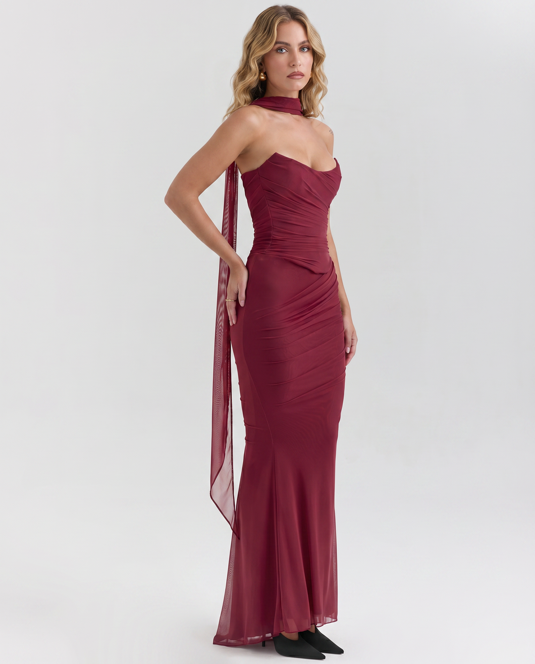 Velma | Maxi Dress with Neck Scarf Detail