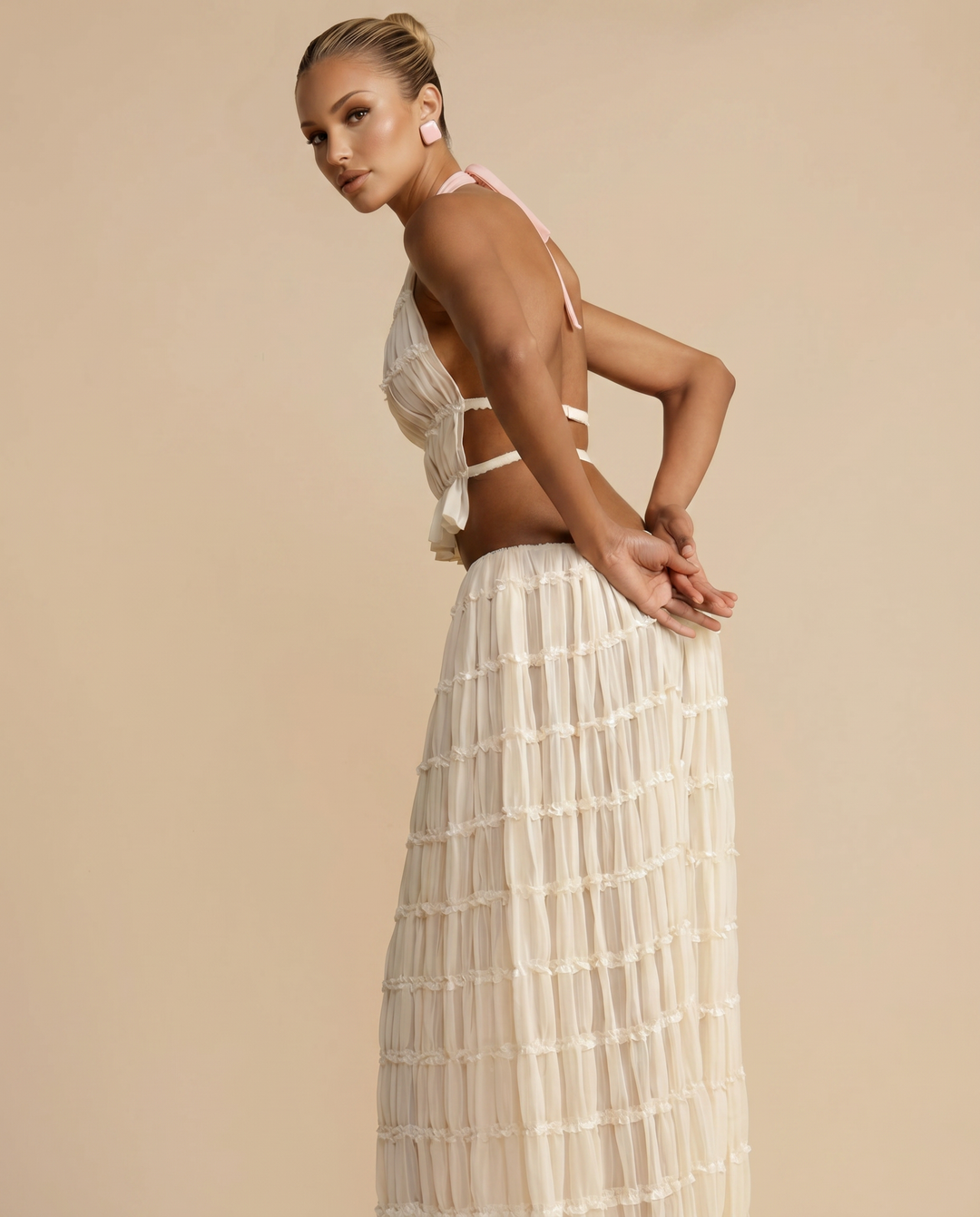 Bella | Halter Top and Pleated Maxi Skirt Set