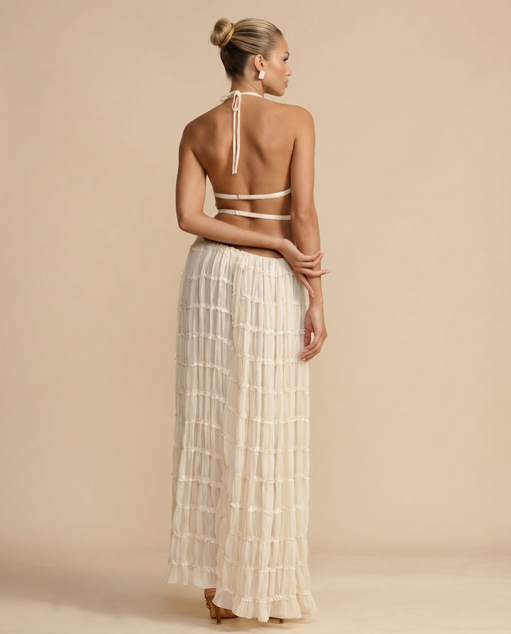 Bella | Halter Top and Pleated Maxi Skirt Set