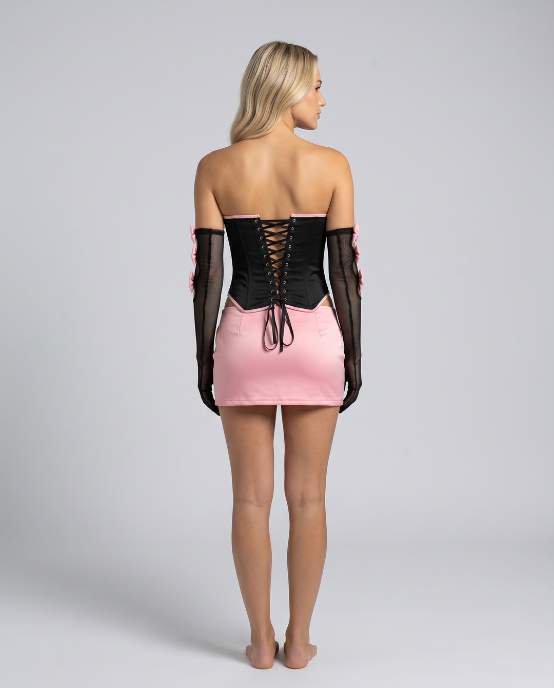 Aven | Corset Top and Mini Skirt Set with Bow Detail