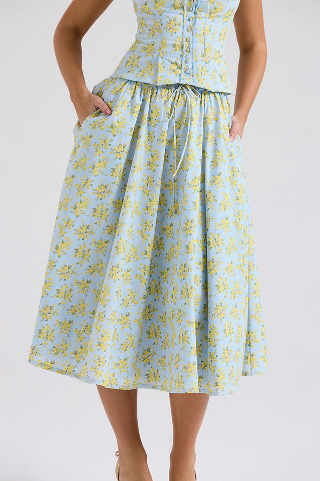 Amelisse | Floral Print Top and Midi Skirt Set