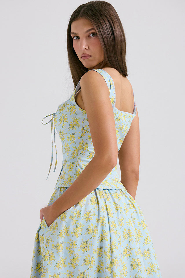 Amelisse | Floral Print Top and Midi Skirt Set