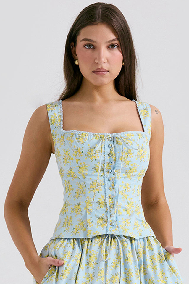 Amelisse | Floral Print Top and Midi Skirt Set
