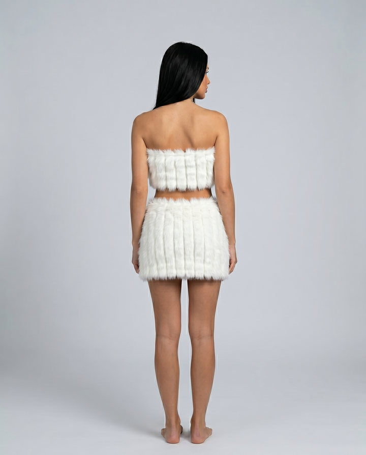 Noellea | Faux Fur Bandeau Top and Mini Skirt Set