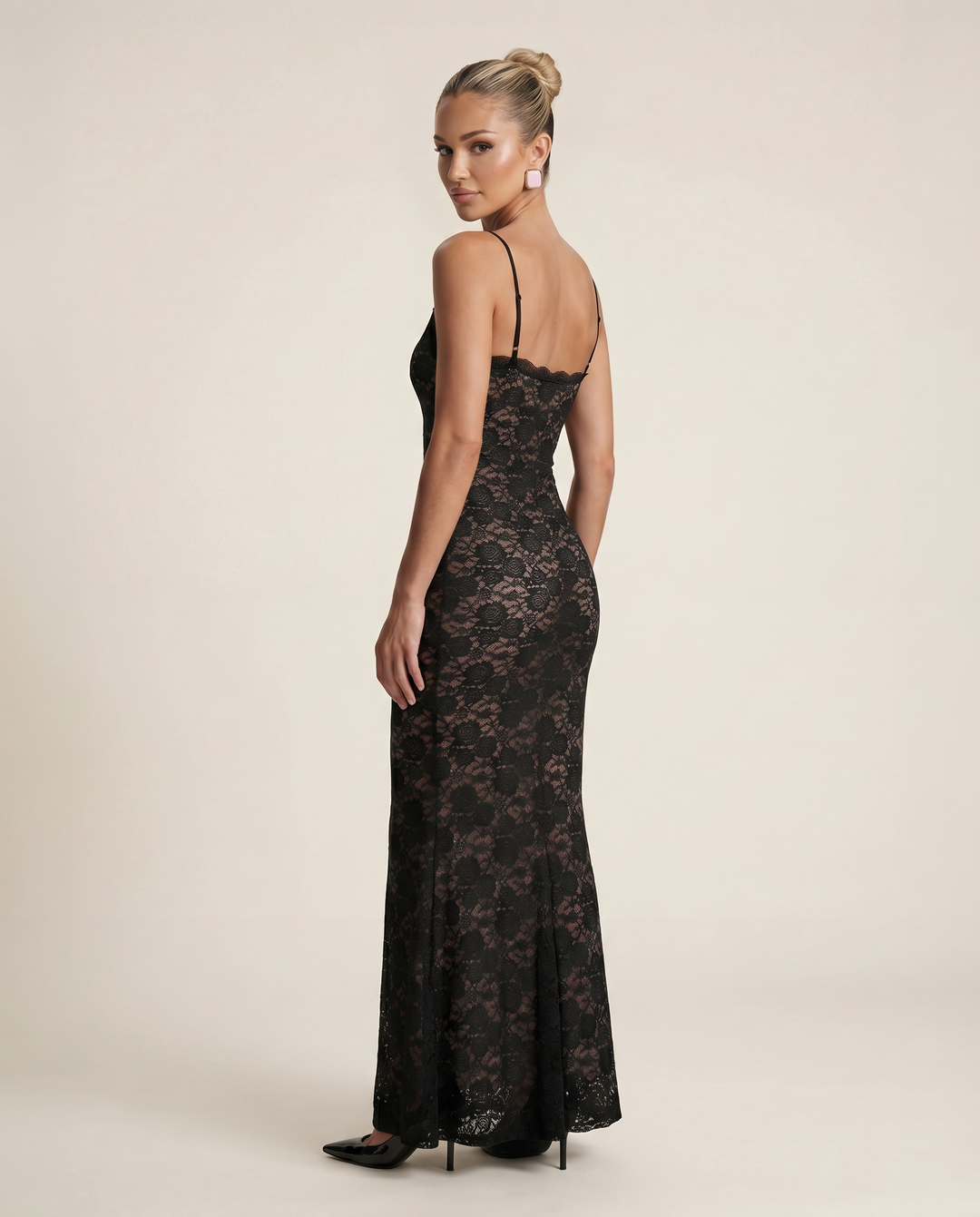 Ida | Lace Bodycon Maxi Dress with Spaghetti Straps