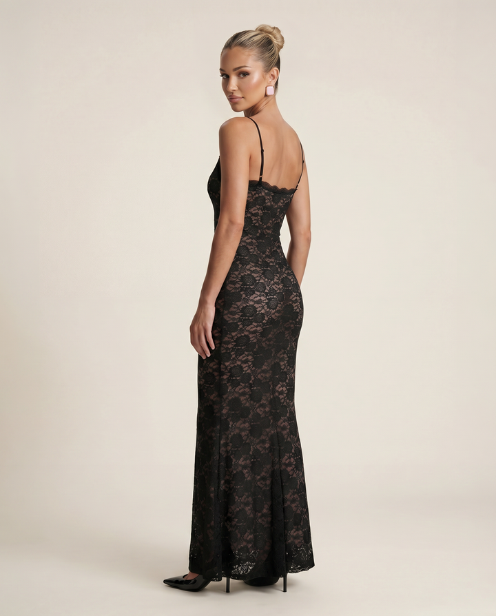 Ida | Lace Bodycon Maxi Dress with Spaghetti Straps
