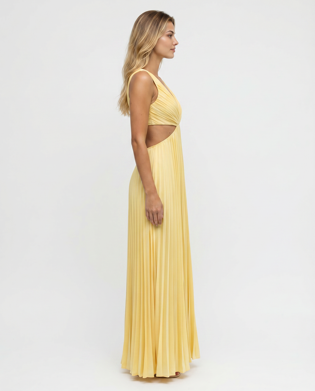 Helga | Pleated Maxi Dress with Cut-Out Waist