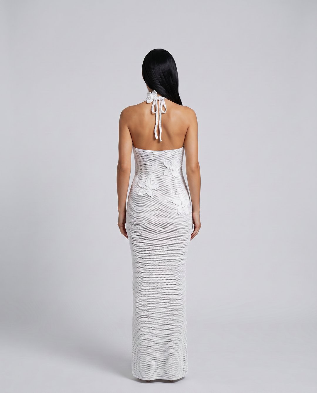 Solene | Crochet Maxi Dress with Floral Applique
