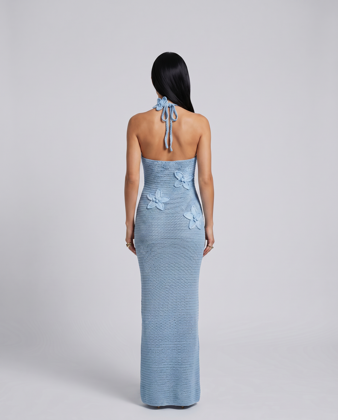 Solene | Crochet Maxi Dress with Floral Applique