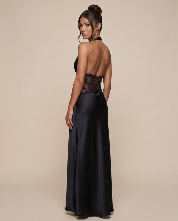 Lenora | Maxi Dress with Lace Waist and Open Back