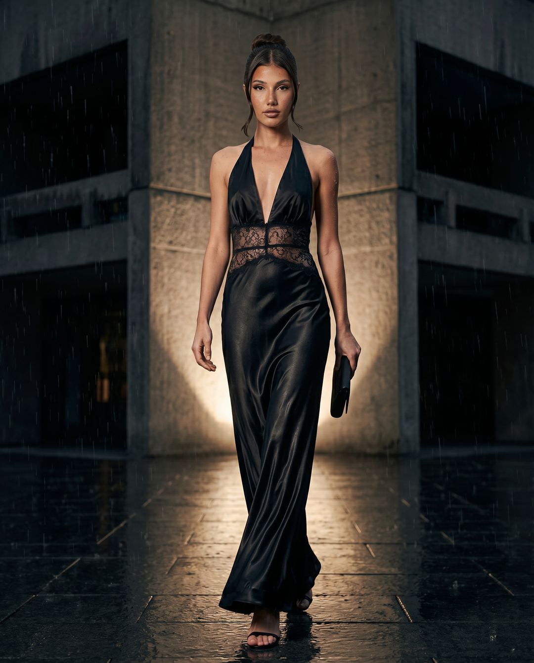 Lenora | Maxi Dress with Lace Waist and Open Back