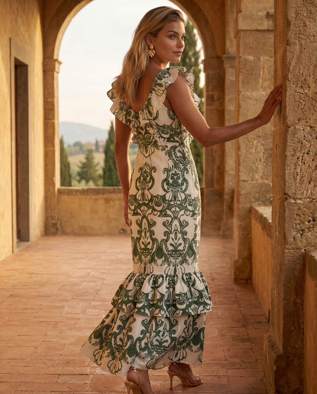 Jim | Maxi Dress with Ruffle Trim and Embroidered Detail