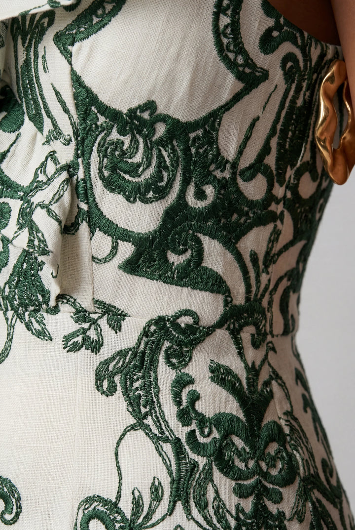 Jim | Maxi Dress with Ruffle Trim and Embroidered Detail