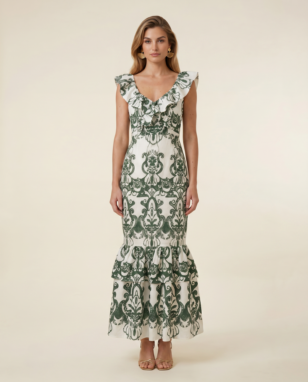 Jim | Maxi Dress with Ruffle Trim and Embroidered Detail