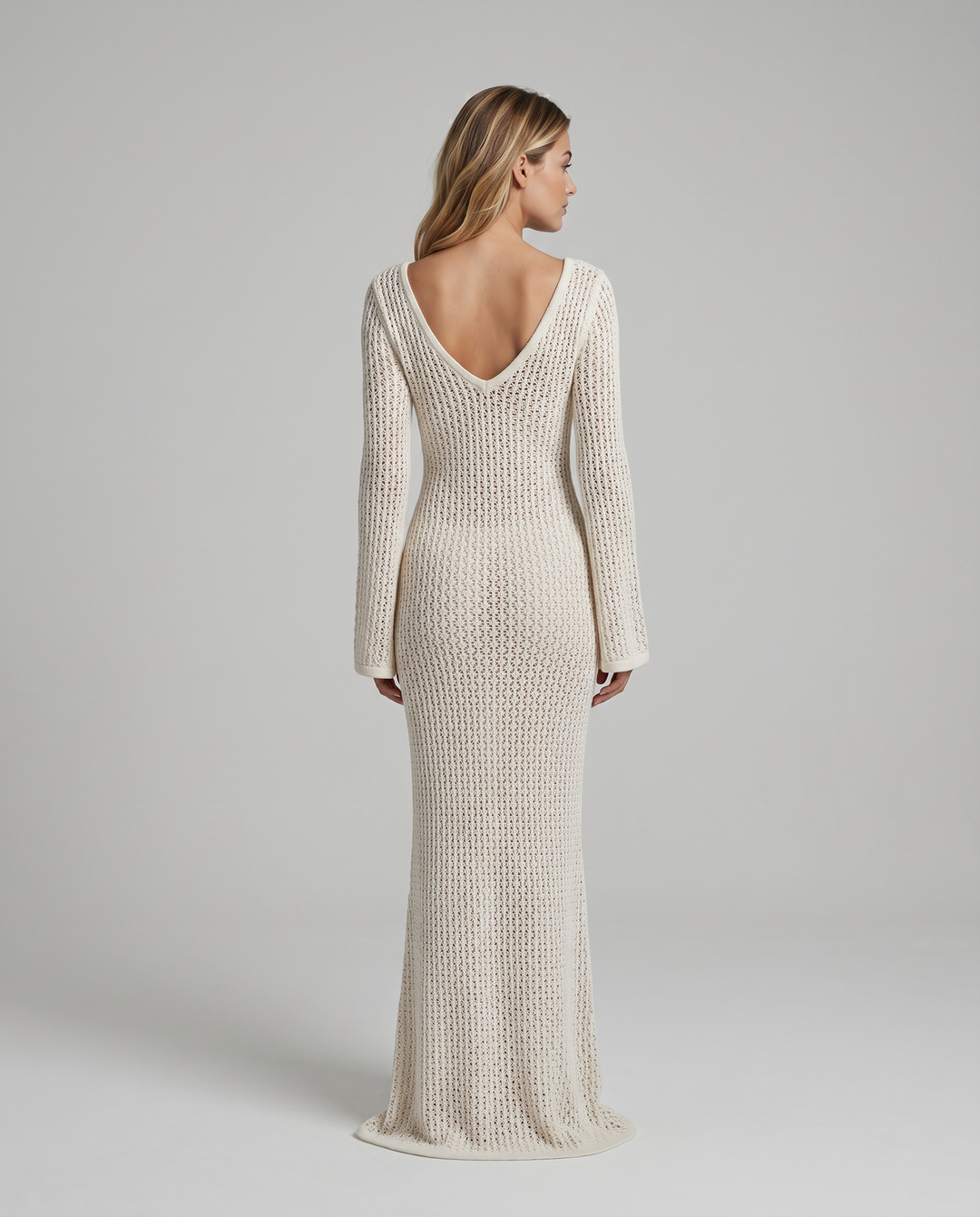 Luxa | Crochet Maxi Dress with Hook-and-Eye Front Detail