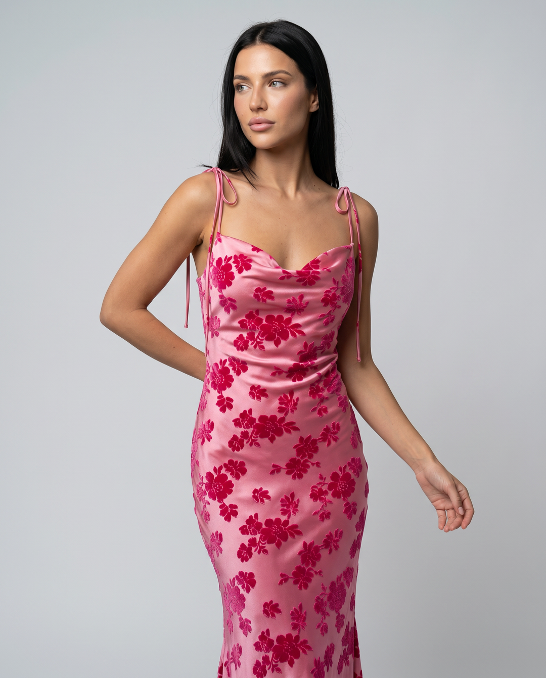 Kaelith | Floral Maxi Dress with Cowl Neck
