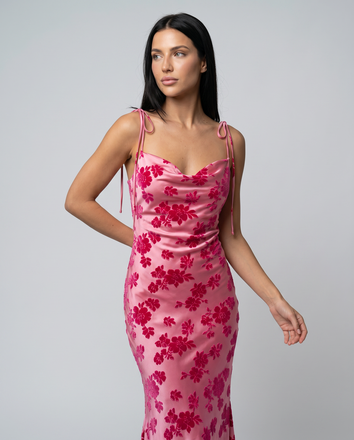 Kaelith | Floral Maxi Dress with Cowl Neck