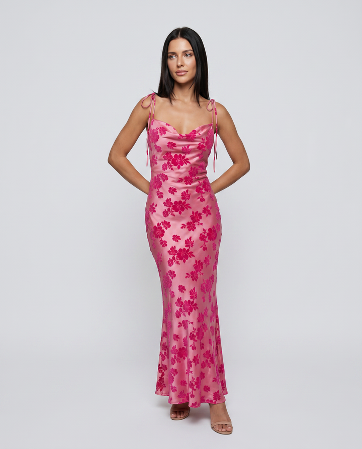 Kaelith | Floral Maxi Dress with Cowl Neck