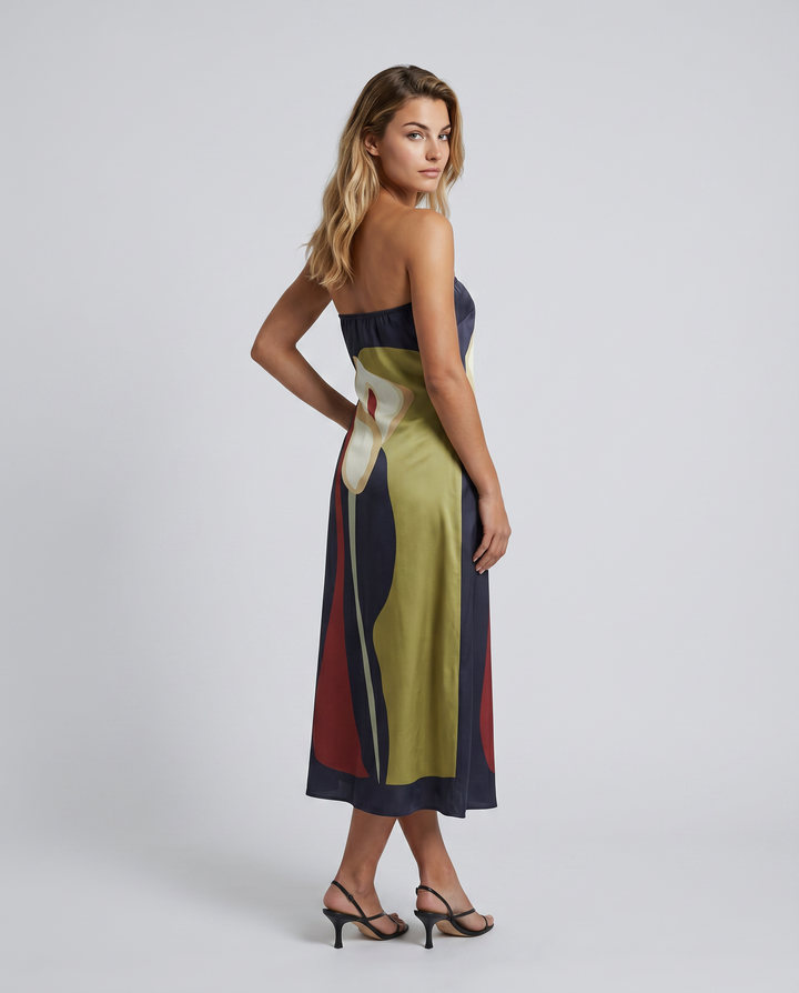Tanya | Maxi Dress with Strapless Abstract Print