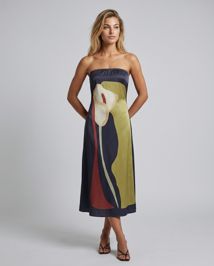 Tanya | Maxi Dress with Strapless Abstract Print